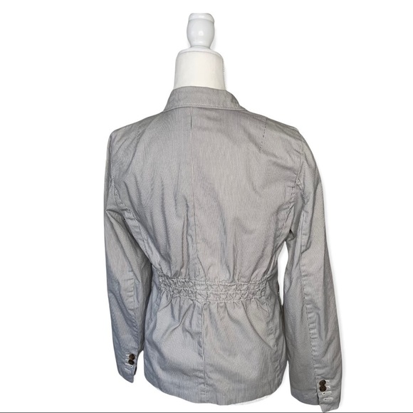 J crew factory womens blazer sz 6 blue pin stripe schoolboy academia pocket - Picture 4 of 10